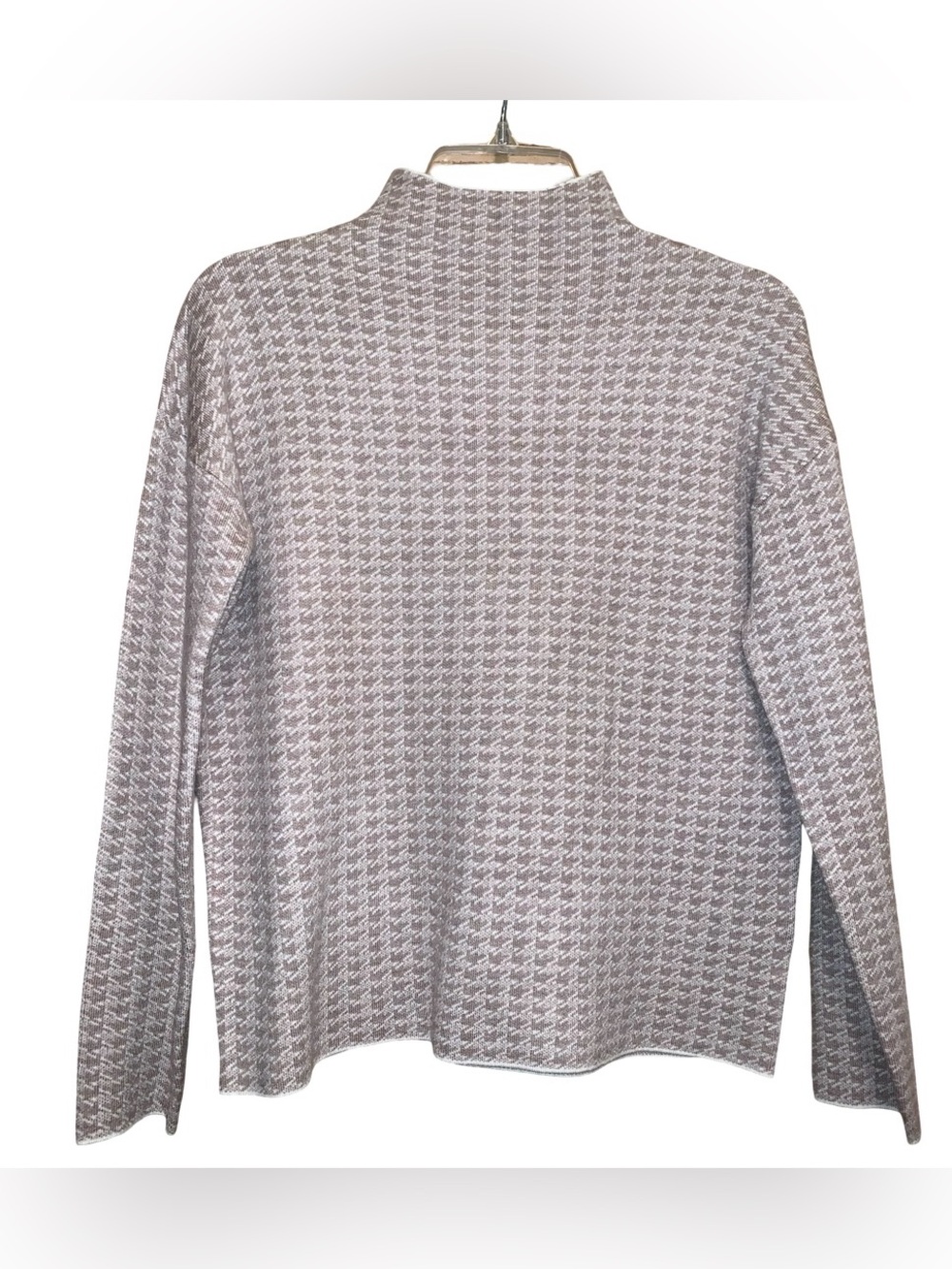 Tahari Pink & Cream Knit Top with Mock Neck